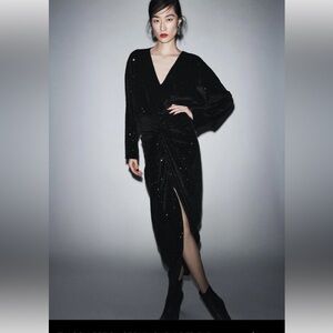 ZW COLLECTION SEQUIN SHOULDER PAD DRESS black Sz M limited edition